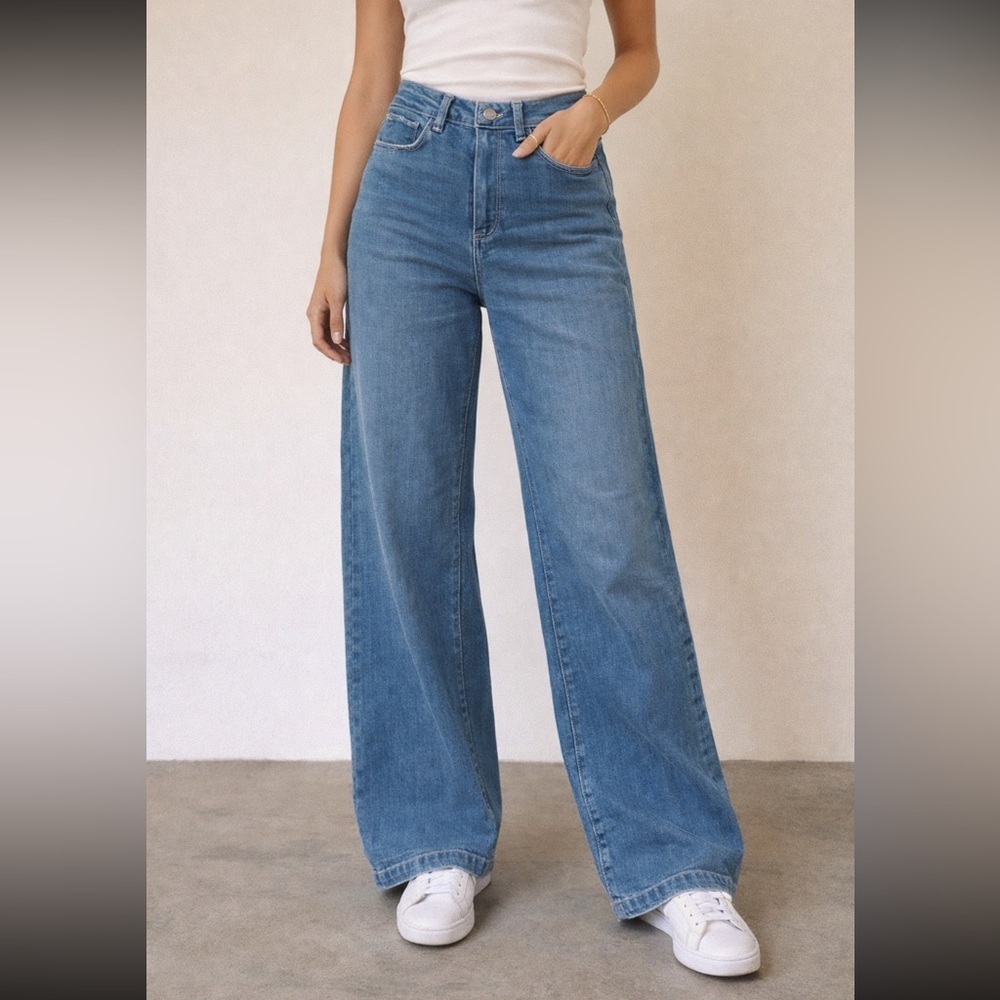 PAIGE Light Blue Flare Jeans - Picture 2 of 7